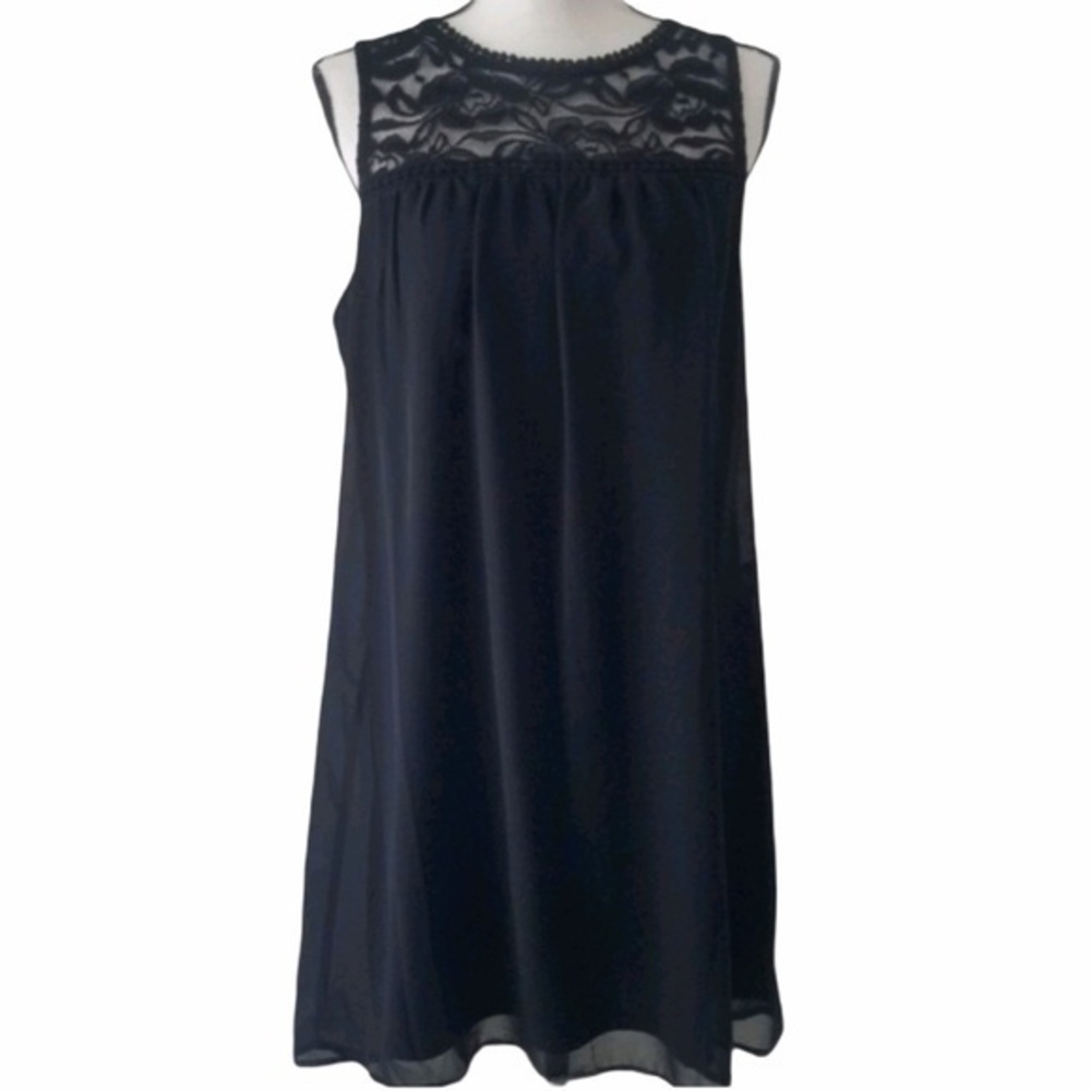 As U Wish sz S black sleeveless chiffon lace dress